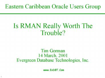 Eastern Caribbean Oracle Users Group