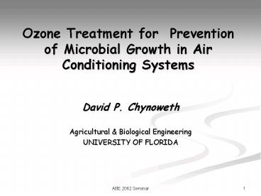 Ozone Treatment for Prevention of Microbial Growth in Air Conditioning Systems