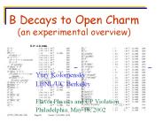 B Decays to Open Charm (an experimental overview)