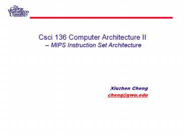 Csci 136 Computer Architecture II 