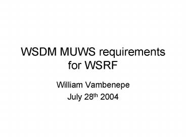 WSDM MUWS requirements for WSRF