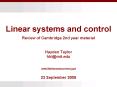 Linear systems and control PowerPoint PPT Presentation