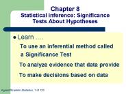 Chapter 8 Statistical inference: Significance Tests About Hypotheses