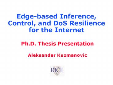 Edge-based Inference, Control, and DoS Resilience for the Internet
