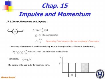 15'1 Linear Momentum and Impulse