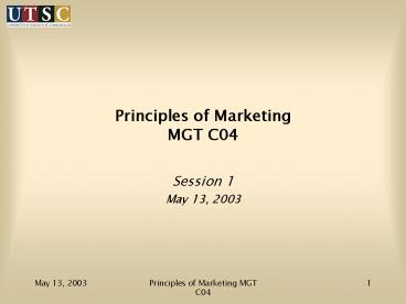 Principles of Marketing MGT C04