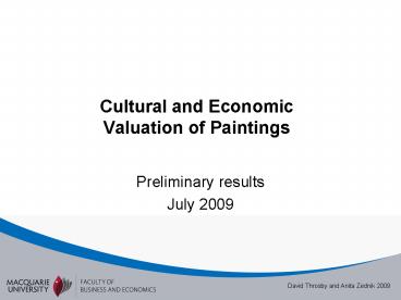 Cultural and Economic Valuation of Paintings