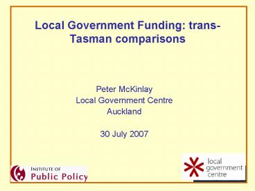 Local Government Funding: transTasman comparisons