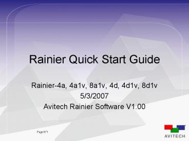 Rainier Quick Start Guide