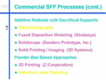 Commercial SFF Processes (cont.)