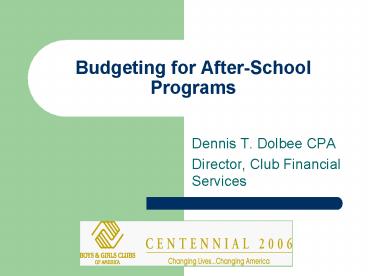 Budgeting for AfterSchool Programs