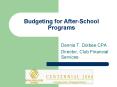 Budgeting for AfterSchool Programs PowerPoint PPT Presentation