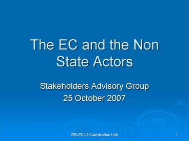 The EC and the Non State Actors
