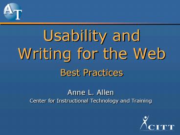 Usability and Writing for the Web Best Practices