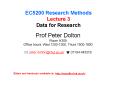 EC5200 Research Methods Lecture 3 Data for Research PowerPoint PPT Presentation
