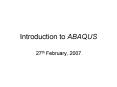 Introduction to ABAQUS PowerPoint PPT Presentation
