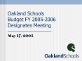 Oakland Schools Budget FY 2005-2006 Designates Meeting PowerPoint PPT Presentation