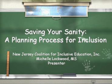 Saving Your Sanity: A Planning Process for Inclusion
