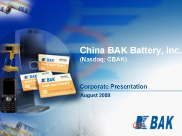 China BAK Battery, Inc' Nasdaq: CBAK
