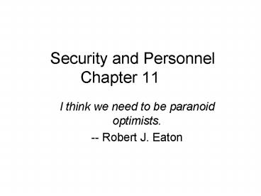 Security and Personnel Chapter 11