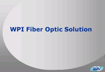 WPI Fiber Optic Solution