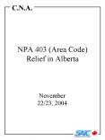 NPA 403 Area Code Relief in Alberta PowerPoint PPT Presentation