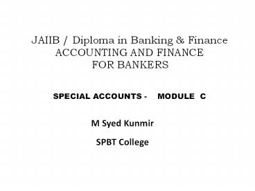 JAIIB / Diploma in Banking
