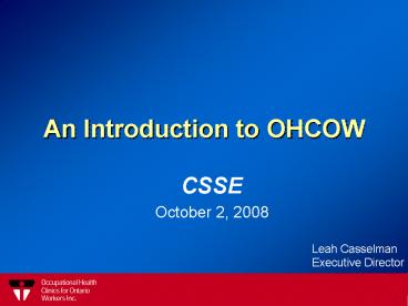 An Introduction to OHCOW