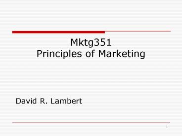 The Marketing Environment