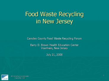 Food Waste Recycling in New Jersey