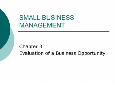 SMALL BUSINESS MANAGEMENT