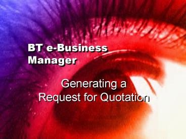BT eBusiness Manager