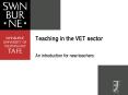 Teaching in the VET sector PowerPoint PPT Presentation