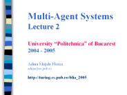 Multi-Agent Systems Lecture 2 University 