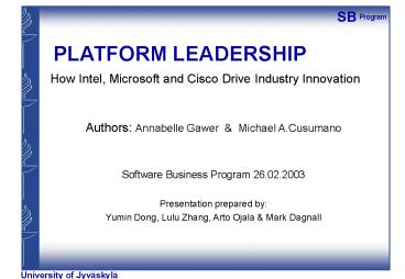 PLATFORM LEADERSHIP