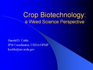 Crop Biotechnology: a Weed Science Perspective