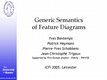 Generic Semantics of Feature Diagrams