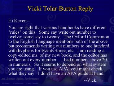 Vicki TolarBurton Reply