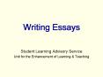 Writing Essays PowerPoint PPT Presentation