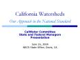 California Watersheds Our Approach to the National Standard PowerPoint PPT Presentation