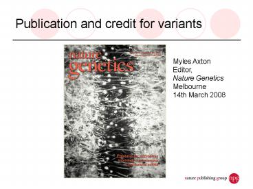 Publication and credit for variants