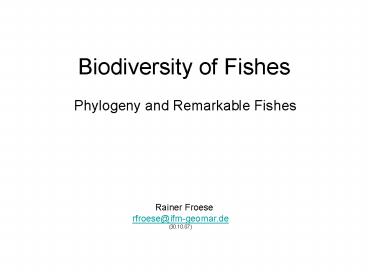 Biodiversity of Fishes