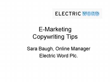 EMarketing Copywriting Tips
