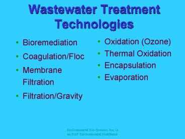 Wastewater Treatment Technologies