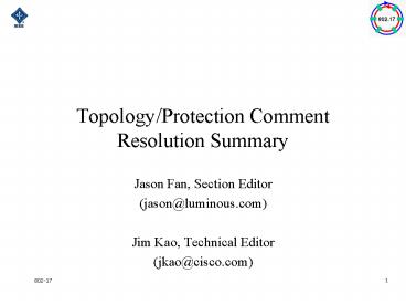 Topology/Protection Comment Resolution Summary
