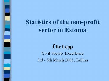 Statistics of the nonprofit sector in Estonia