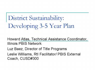 District Sustainability: Developing 35 Year Plan