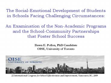 The SocialEmotional Development of Students in Schools Facing Challenging Circumstances: An Examinat