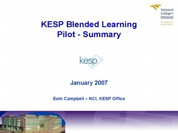 KESP Blended Learning Pilot Summary