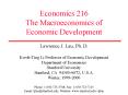 Economics 216 The Macroeconomics of Economic Development PowerPoint PPT Presentation